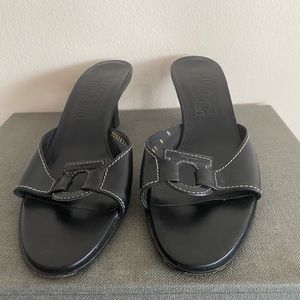 Ferragamo slip on heeled sandals